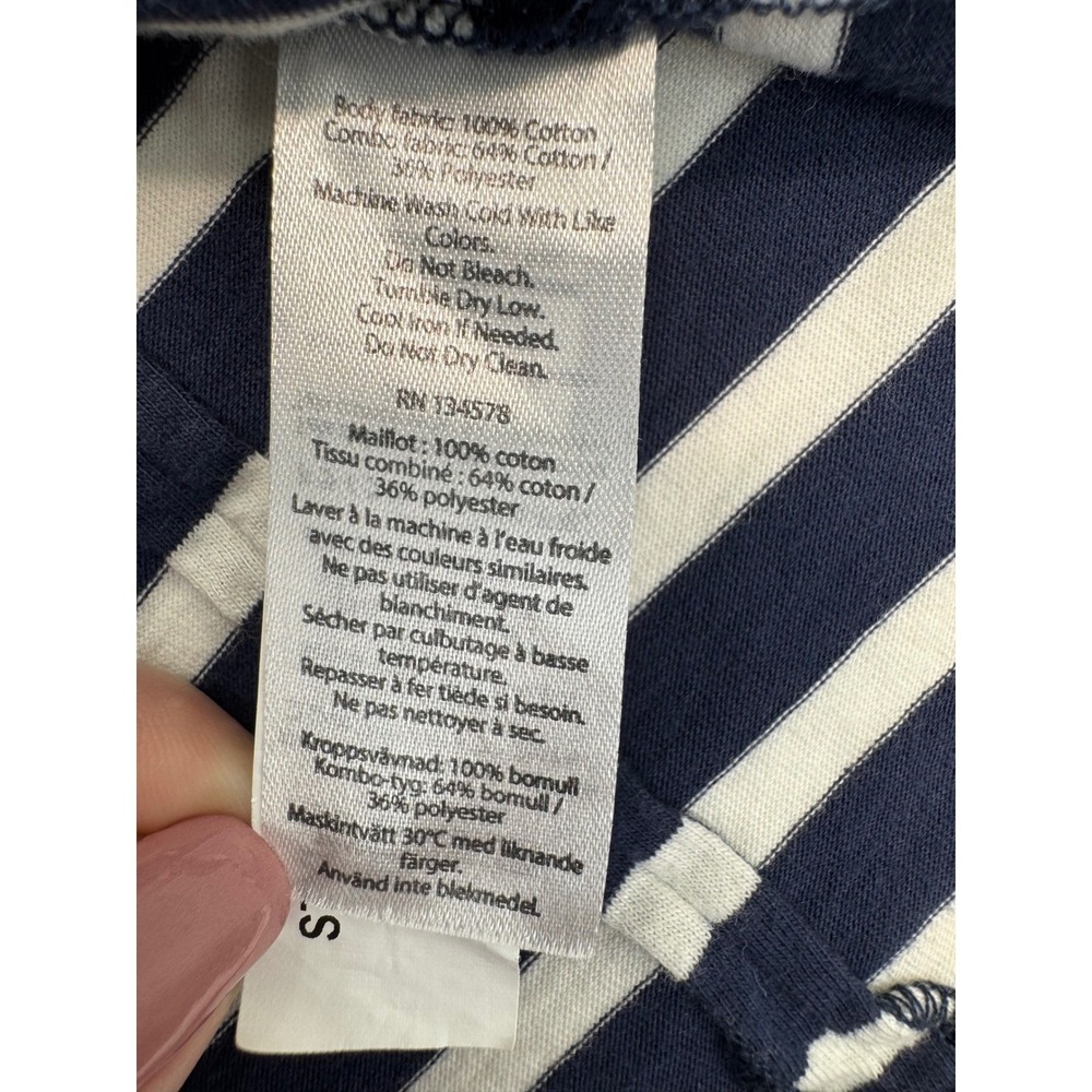 Vineyard Vines Tee Top Womens Large Blue White Nautical Striped Zipper Back - Picture 5 of 10